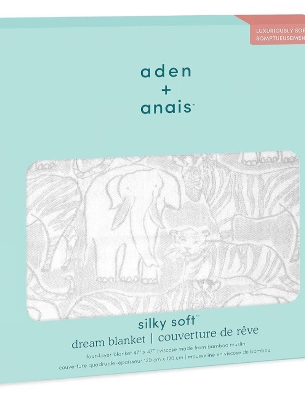 aden + anais Silky Soft Dream Blanket - Gray Animal Sketch